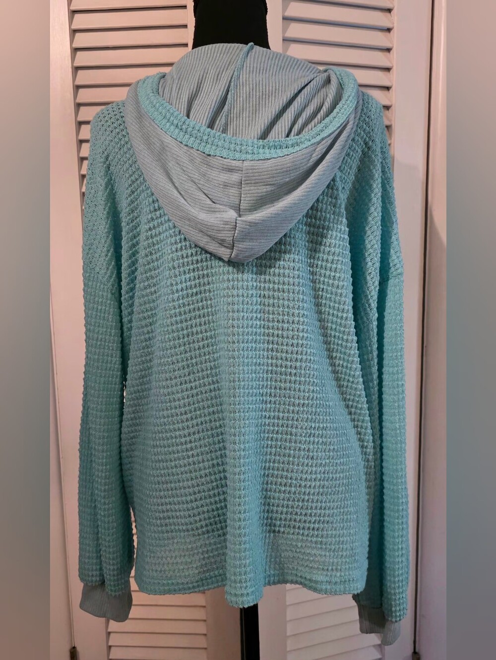 Oversized BiBi Waffle Knit Hoodie-Top - Picture 2 of 4